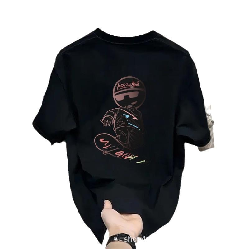 Europäische Station Hohe Sinn Nische Rundhals Leichter Luxus Herren T-Shirt Kurzarm Baumwolle Mode Trend Marke Bedrucktes Grünes T-Shirt Trend