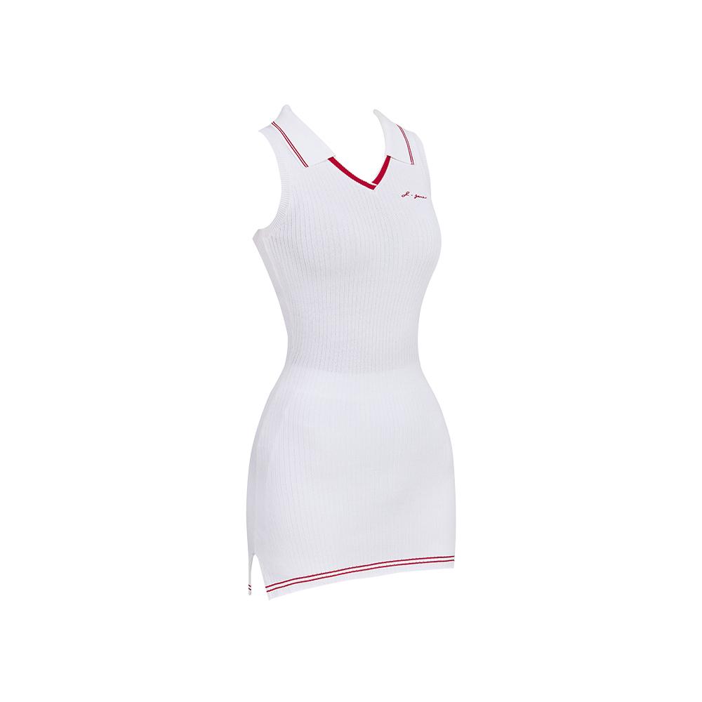 J Jane Sleeveless Collared Knit Dress (White)