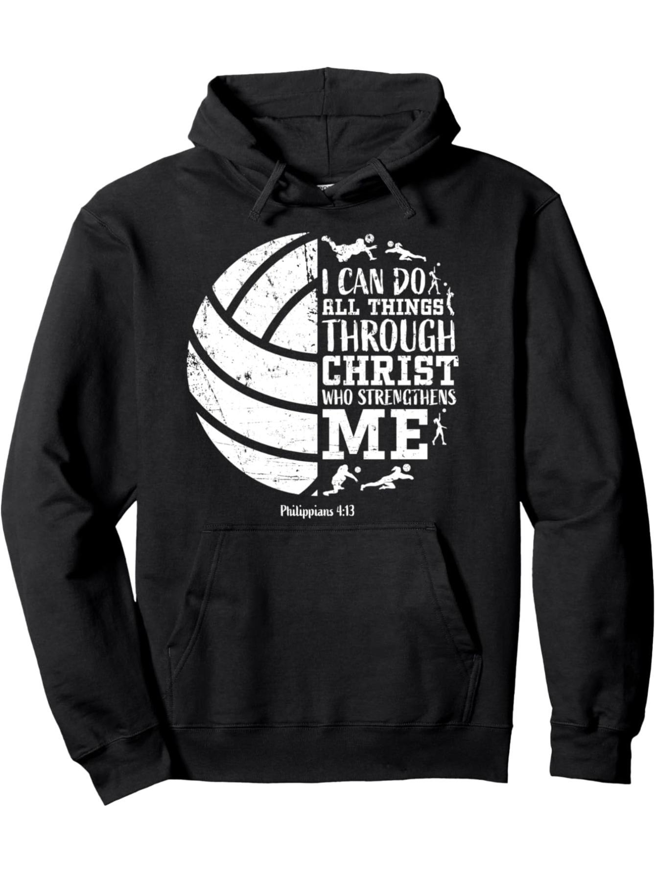 

Cute Philippians 4 13 Volleyball Gifts Men Women Pullover Hoodie - Stylish Hooded Sweatshirt with Pockets - Practical and Chic 3XL