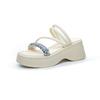 Small Thick-bottomed Cool Slippers Female 2025 Summer New Two Wear Height-increasing Fairy Wind Beach Wear Female Cool Slippers