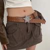 Rivet Y2k Style Waist Belt Wide Side Trouser Decoration Retro Star PU Leather Belt  Female/Girls