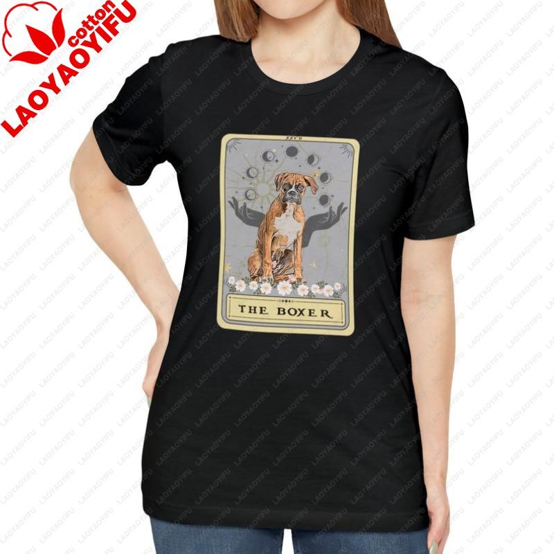 Boxer Dog Shirt Mom TShirt Boxer Dog Tarot Card Shirt Lover Gift Funny Tarot Card Tshirt Gifts Graphic T Shirts Women Clothing S