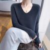 Autumn/Winter Women's 100% Wool V-Neck Long Sleeve Slim Fit Thickened Sweater