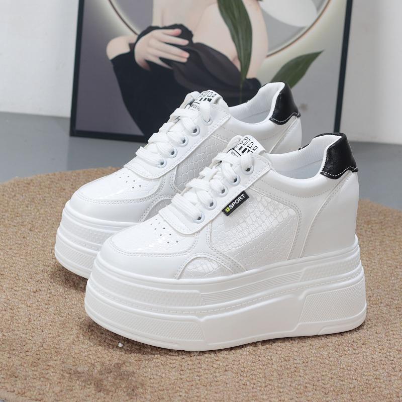 Fashion 11CM Genuine Leather Vulcanize Summer High Brand Comfy Spring Autumn Platform Vulcanize Women Chunky Sneaker Loafer Shoes