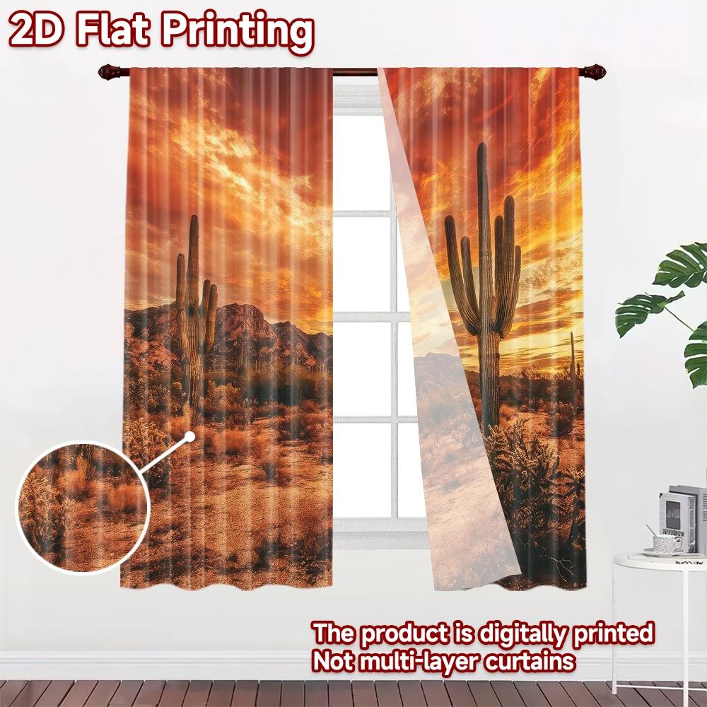 2D flat Photography Backdrop Popular Background cloth Desert Sunset with Cacti 100% Polyester Birthday Party for Suitable