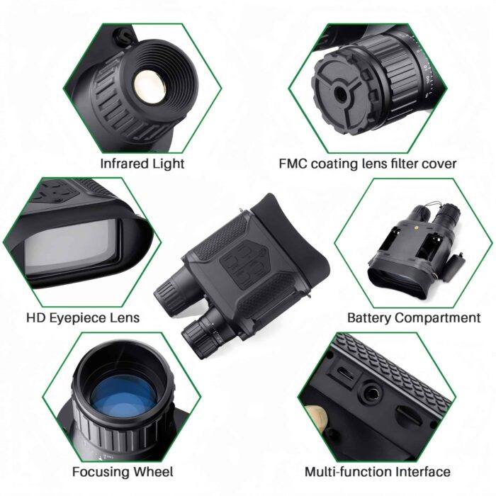 Digital Infrared Night Vision Binocular with 8MP 1080p 3'' Screen Camera & Camcorder Functions for Day/Night Use