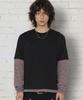 XTONZ Xtt166 Roll-Up Layered Crop Long Sleeve (Stripe Black)
