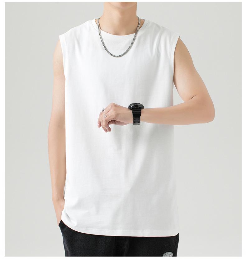 Unisex White Pure Cotton 220g Sleeveless Tank Top for Sports or Casual Wear S