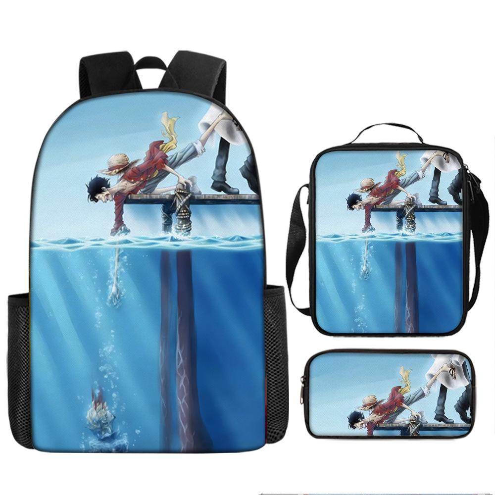 Animation ONE PIECE schoolbag three-piece play peripheral backpack large capacity middle school student outdoor campus computer bag