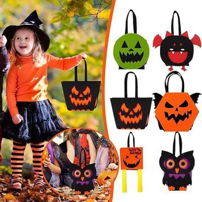 Felt Material Halloween Trick-or-Treat Bag Handheld Size Stereo Design Goody Bags Non-woven Tote Classic Elements