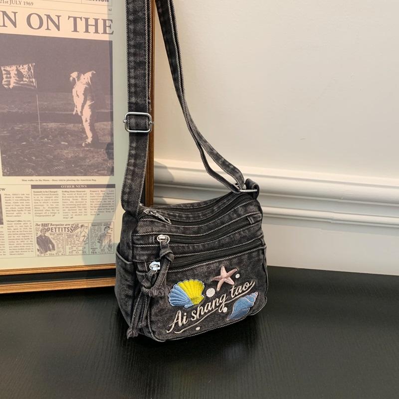 Bestickte Handytasche Jeans-Tasche Damen Umhängetasche