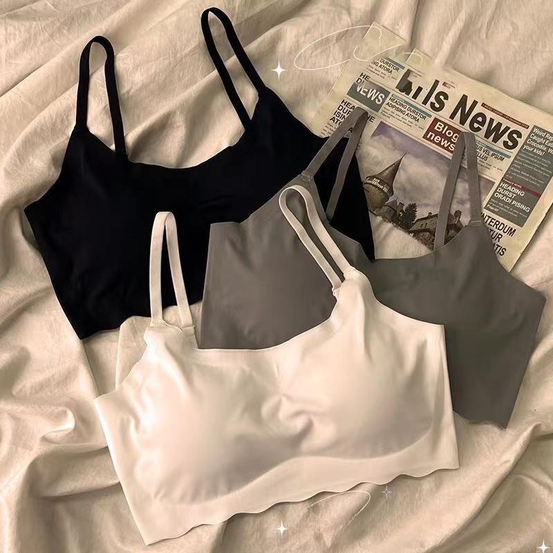 Ice Silk Bra Solid Color Women's Fashion Simple Skin Friendly Yoga Exercise Breathable Sleep Bra No Steel Rim Underwear