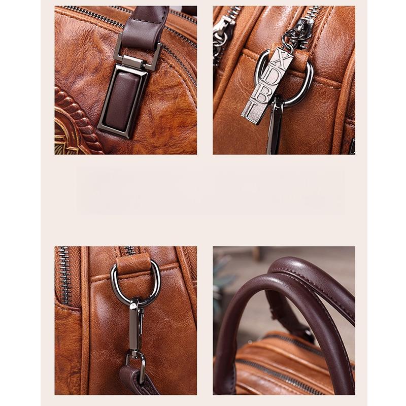 Vintage Chinese Style Shoulder Crossbody Bags for Women Embossing Print Tote Bags Large Capacity Multi-Pocket Soft Handbags