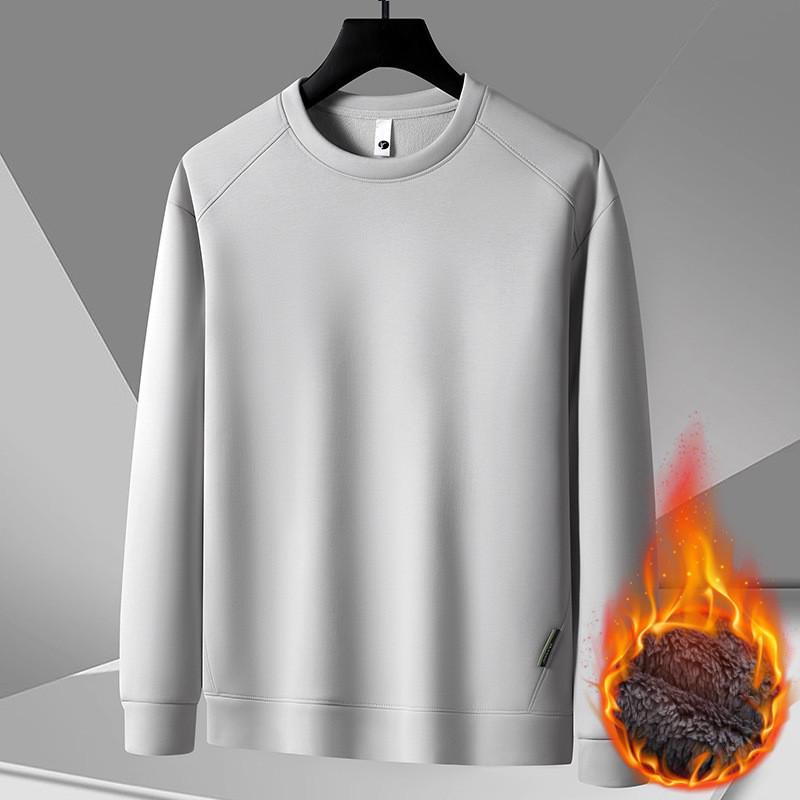 Men's Raglan Hoodie: Casual Round Neck, Long Sleeve, Plus Velvet, Thickened Base Layer for Spring, Autumn, and Winter.