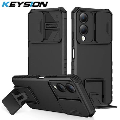 KEYSION Custodia Armatura Antiurto per VIVO Y17S Scorrevole Push Pull Protezione Lente Fotocamera Supporto Live Cover Posteriore per Telefono per VIVO Y17S