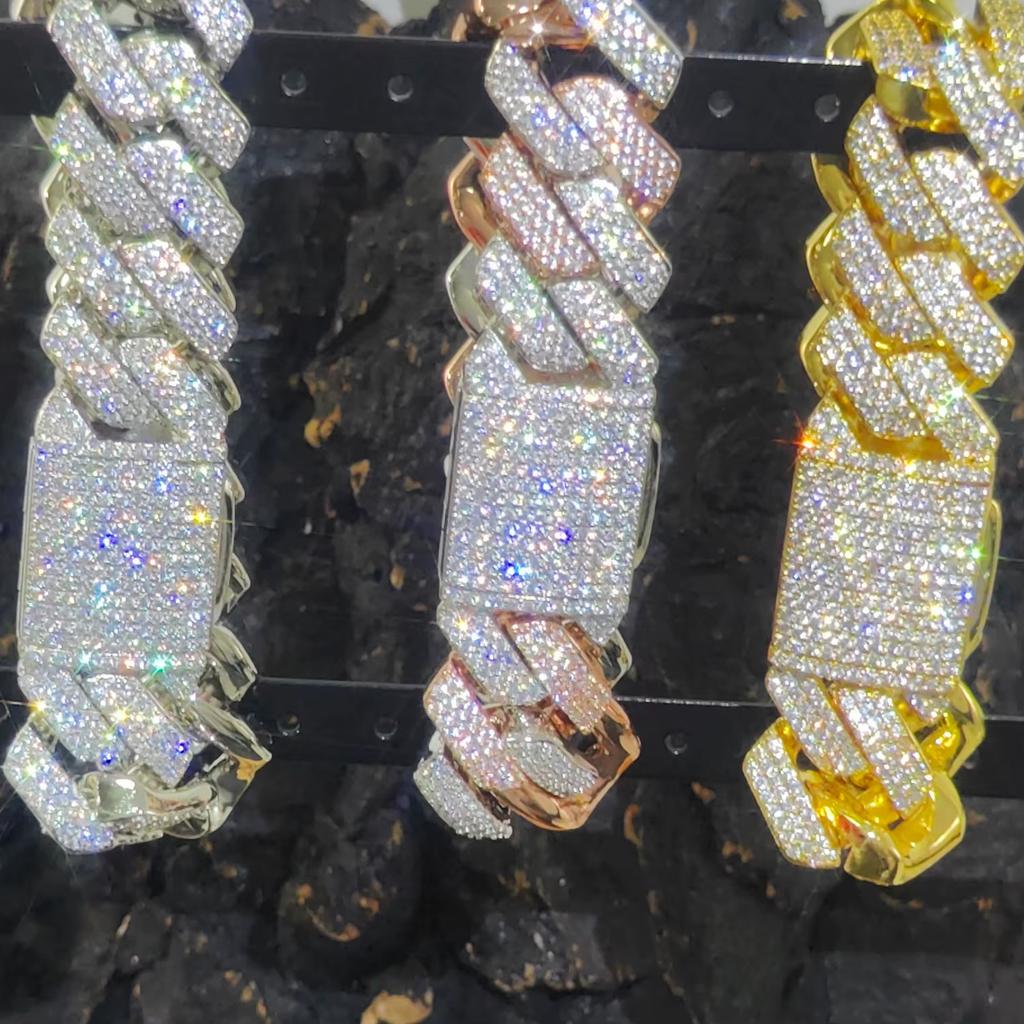 20mm Cuban Link Chain for Men Iced Out Choker Necklace Prong Setting Cubic Zirconia Big Heavy Chunky Hip Hop Jewelry