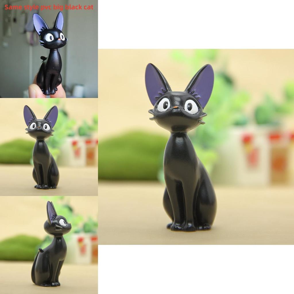 Cartoon Black Cat Resin Collectible Figures With Creative Landscaping For Festive Occasions