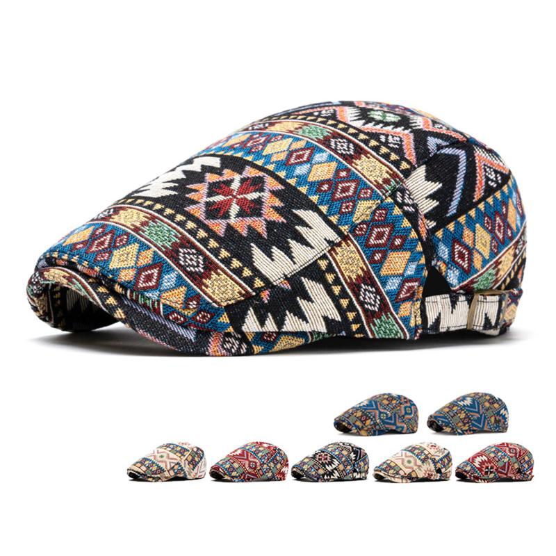 2026 Autumn And Winter Polyester Print Sboy Caps Flat Peaked Cap Men And Women Painter Beret Hats 154