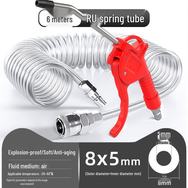 Retractable 8mm PU Spiral Air Hose with Quick Pneumatic Connector