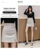 Women's High-Waist PU Leather A-Line Skirt - Black Slit Short Skirt for Autumn/Winter