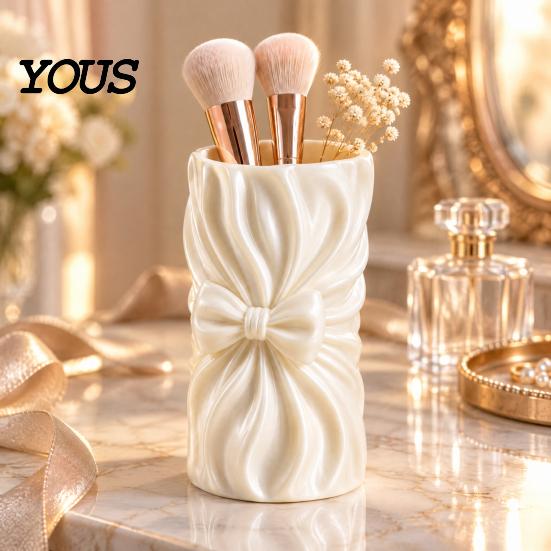 3D-gedruckter PLA-Stifthalter Bogen-Aufbewahrungshalter, Gerüschter Make-up-Pinselbecher, Dekorativer Kompakter Werkzeugorganizer Schreibtisch für Schminktisch Schreibtisch, Mädchen