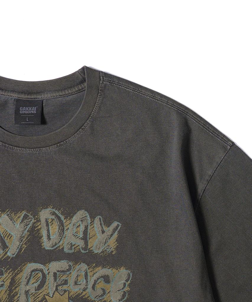 GAKKAI UNIONS My Day Pigment Short Sleeve T-Shirt Charcoal