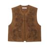Spring 2025 Women's European & American Style Embroidered Suede Vest