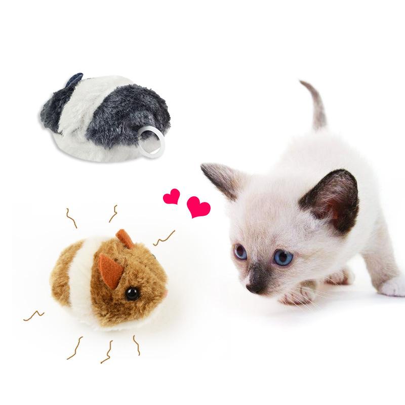 Interactive Pull Ring Mechanical Mouse Plush Toy For Cats Funny Shaking Simulation Kitten Teaser Pet Supplies Gift