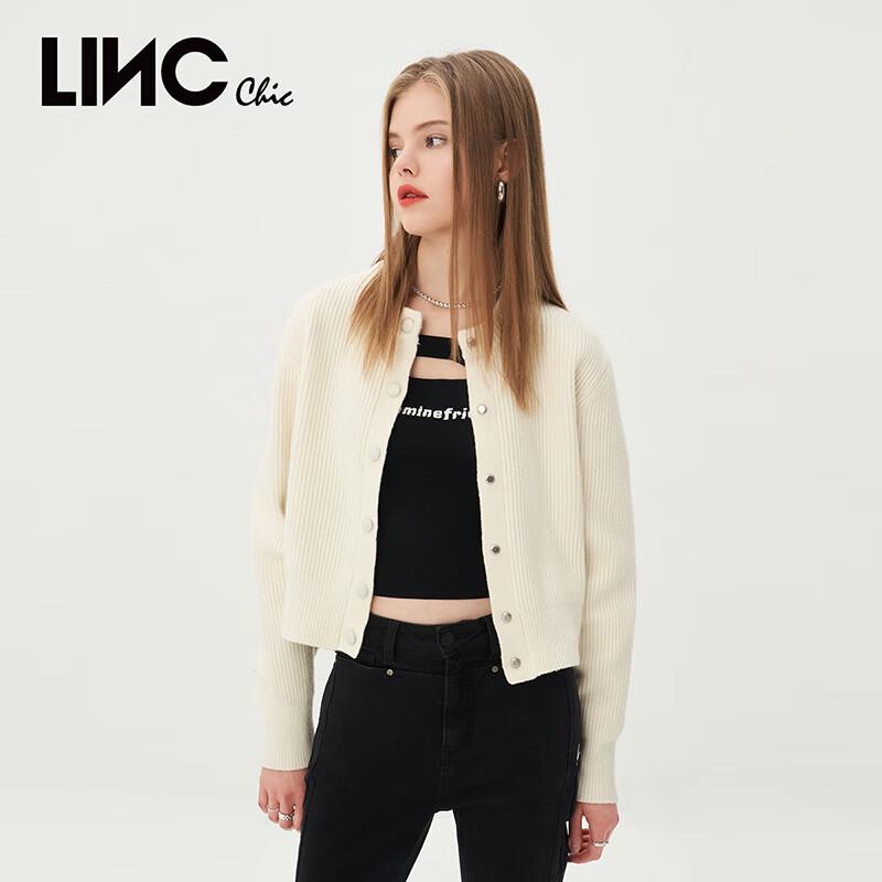Jin Yujie Women's 22% Wool Blend Round Neck Knit Cardigan