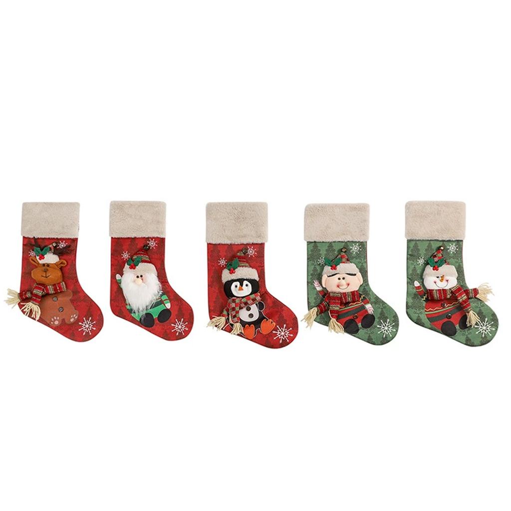 3D Design Christmas Stocking 18 Inch Large Family Christmas Stocking Xmas Gifts Candy Bag for Fireplace Hanging Ornament Gifts