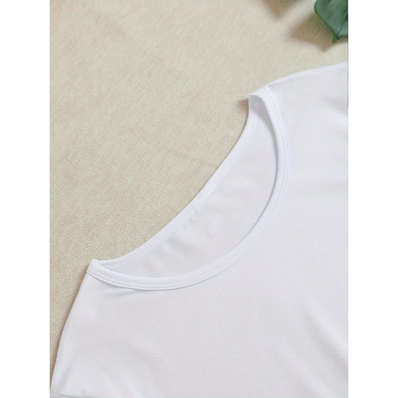 European size Women's Casual Short Sleeve Round Neck T-Shirt Suitable for Spring Summer Fall - Soft Stretch Blouse