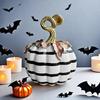 Unik Harts Hantverk Heminredning Svartvit Randig Pumpa Prydnad, Retro Stil Utsökt Säsongsbetonad Festprydnad Bordsdekoration, Halloween