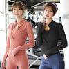 Peach Fitness Jacket: Quick-Drying, Long-Sleeve, Zipper Sports Top with Stand Collar for Spring and Autumn Yoga