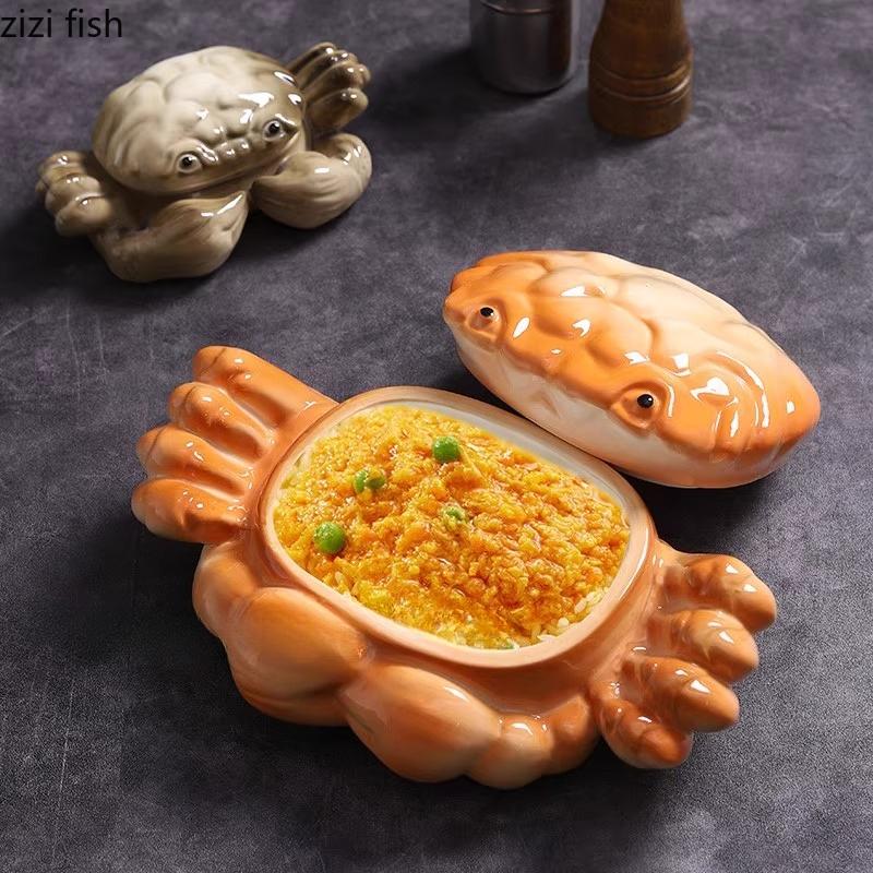 Creative Ceramic Tableware Crab Dining Plates Sashimi Plate Dessert Plate Fruit Bowl Salad Plates Soup Bowl Dim Sum Dish Tray