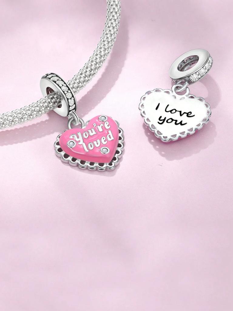 Charm Copper Colors Valentine'S Day Heart Bead For Original Bracelet Diy Beads Charms Jewellery Making Gift For Women Styfne