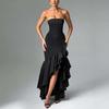 Women's Spring and Autumn Sleeveless Chest Wrap Irregular Dress Waist Wrap Hip Long Dress