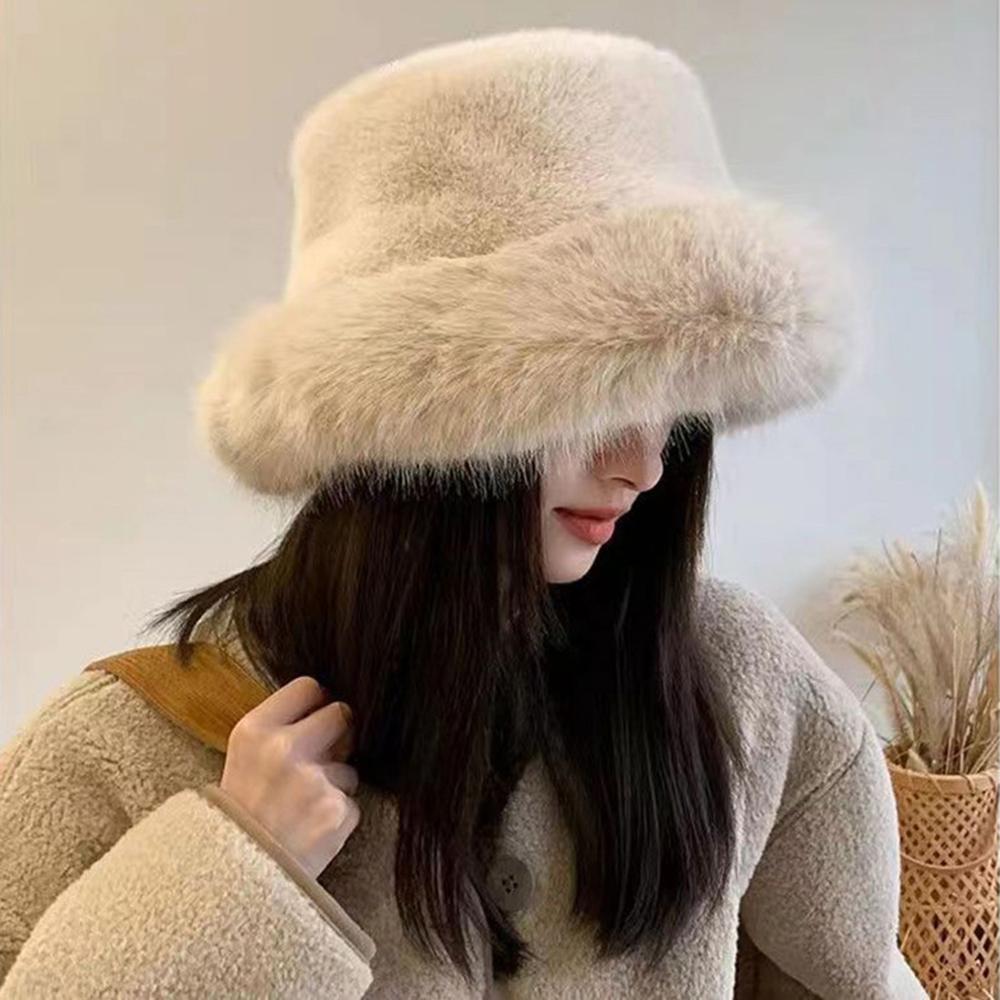 New Autumn Winter Women s Fashion Fur Cap Fur Hat Fur Hats Mongolian Hat Brimless Plush Fluffy Skiing Riding Warm Caps хаки