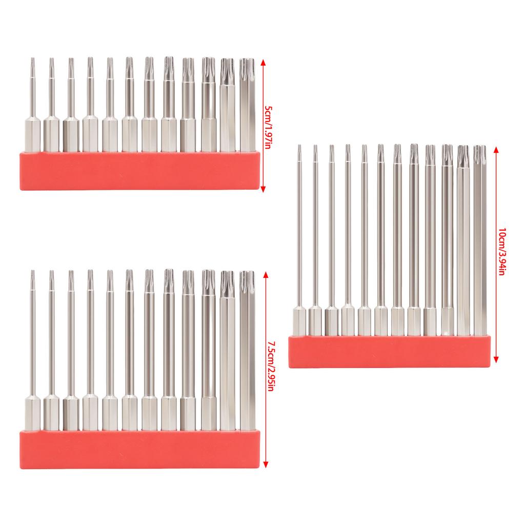 12Pcs 50/75/100mm Security Blossom Bit Set 1/4inch Hex Shank Magnetic Star Screwdriver Bit Set Magnetic Screw Driver