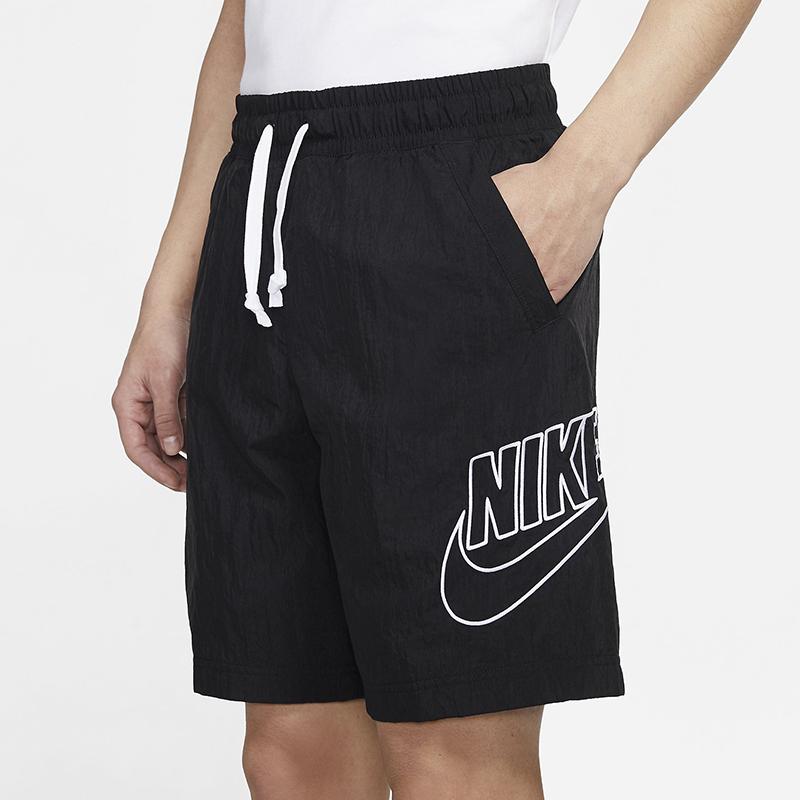 Nike Logo Embroidered Drawstring Mid-Waist Letter Print Sports Shorts Men Bottoms Black DB3811-010