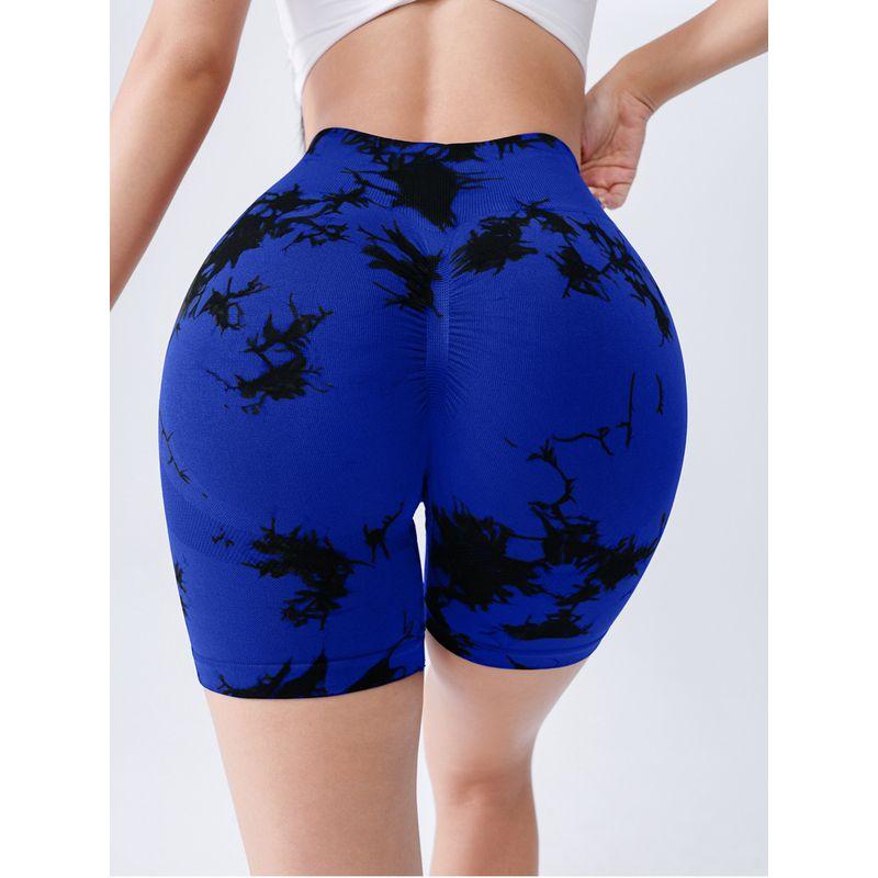 Fitness Shorts for Women, Quick-Dry, European and American Style, Tummy Control, Running Sports Shorts, Tie-Dye Yoga Wear with a Stylish Design