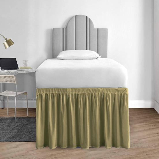 Ruffled Bed Skirt Solid Color Wear Resistant Washable Non-Fading Extra Long College