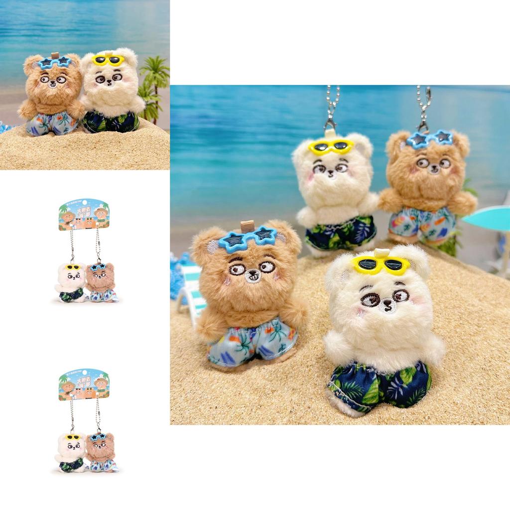 Bear Go Sea Plush Keychain Pair With Beach Pants Design For Students And Gift Giving