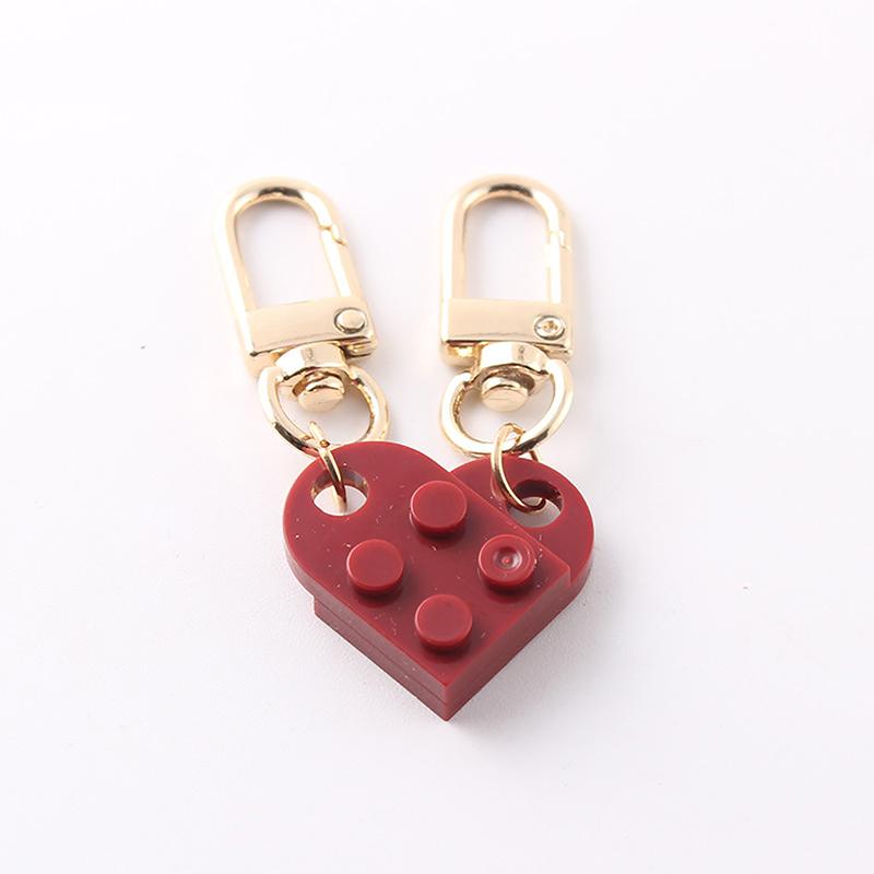 2Pcs Love Heart Brick Keychain For Couples Friendship Women Men Jewelry Gift Keychains