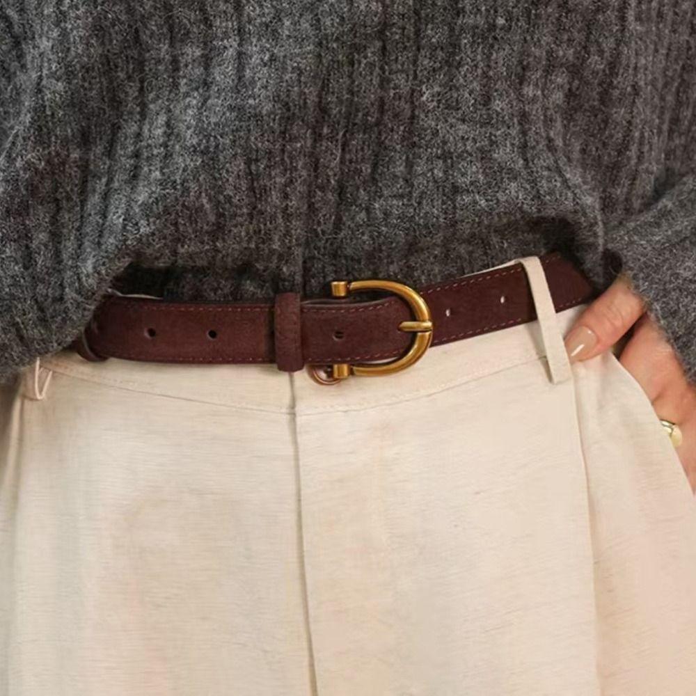 Pin Buckle Suede Leather Belt Versatile Wide Waistband Women Waist Belt  Coat Skirt Decoration