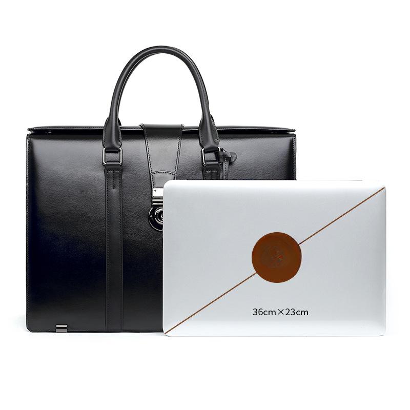 Sac à main en cuir véritable pour homme, porte-documents à combinaison, sacoche d'ordinateur, grande capacité, en cuir de vache