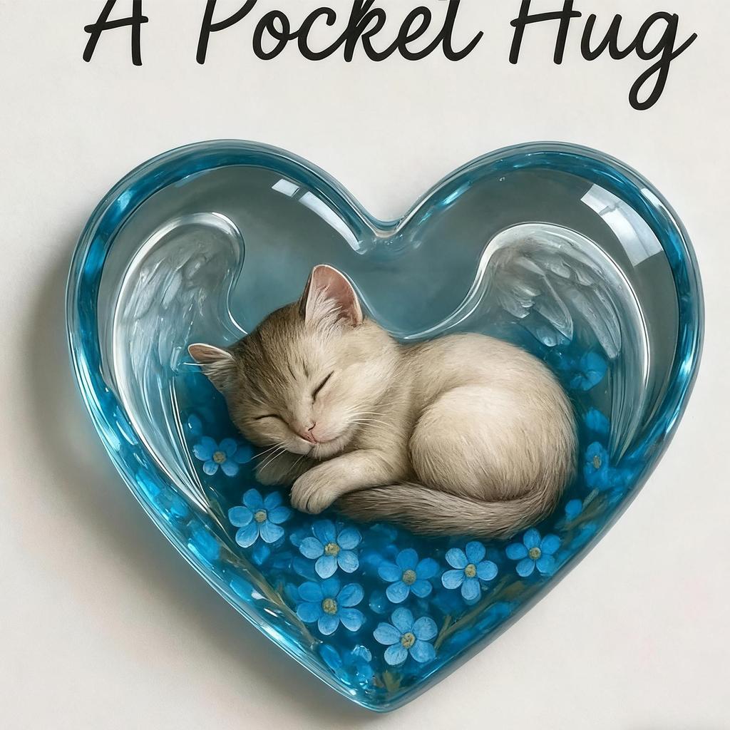 Kitten Hug Heart Shape Cute Positive Card Ornament Cat Motivational Cards For Women Girls Family Calming Sympathy Encouragement