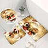 4Pcs Christmas Gift Bathroom with Santa Claus Shower Curtain Set with Non-Slip Bath Mat, Toilet Lid Cover, Contour Rug & 12 Hooks, Bathroom Decor