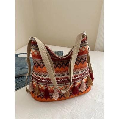 Vintage Γυναικεία Τσάντα Φούντα Εθνική Χειροποίητη Χιαστί για Κυρία Τσάντα Hippie Τσάντες Ώμου Sling για Κυρίες Τσάντα Χειρός