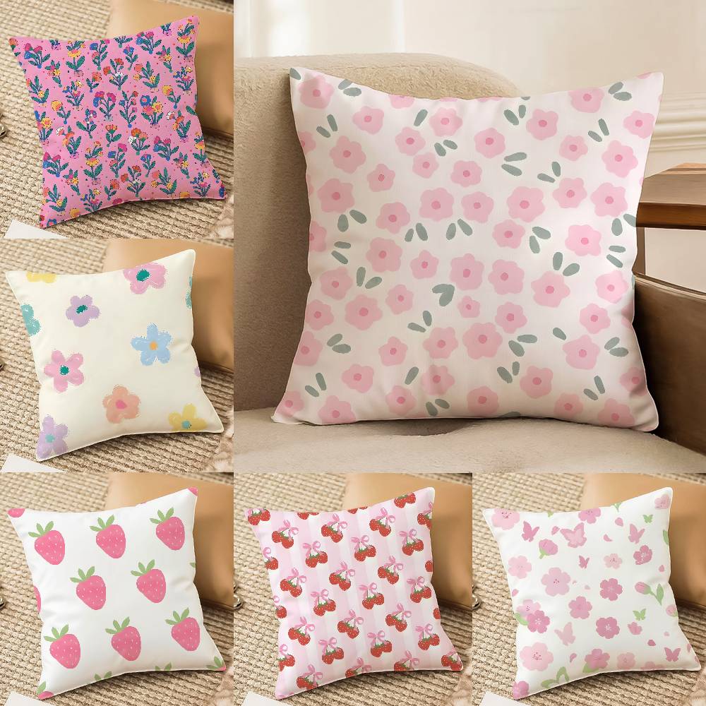 Girls Heart Spring Floral Ins Style Pillow Case Comfort Sofa Bed Silky Elegant Invisible Zipper Decorative Cushion Cover