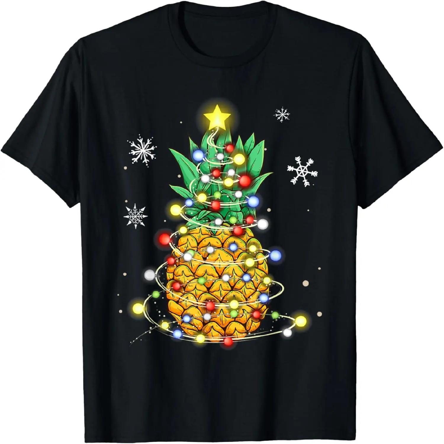 Pineapple Christmas Xmas Lights T-Shirt S